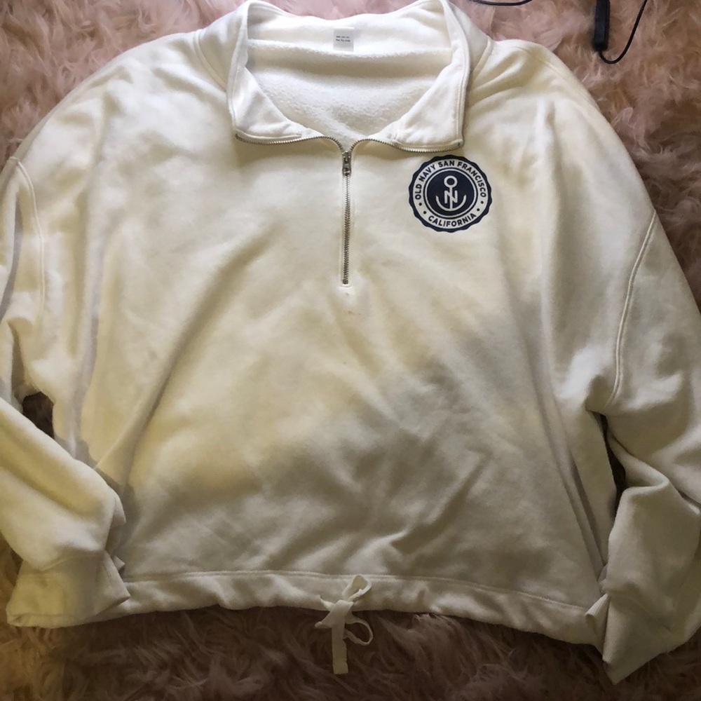 Old navy, white/ cream colored long sleeve zip up, size XL